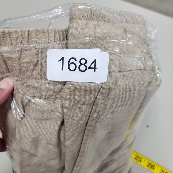 A New Day Womens Cropped Linen Pants Size XXL Wide Leg Beachy Neutral Vaca Tan - Picture 12 of 13